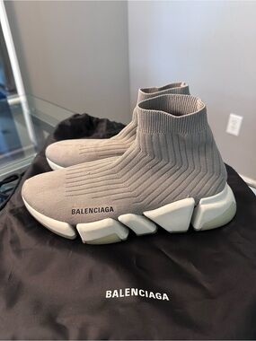 Balenciaga Knit Speed Trainer Gray Sneakers - Size 39